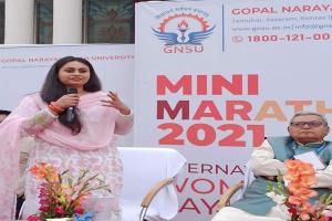 अंतरराष्ट्रीय शूटर और भाजपा विधायक श्रेयसी सिंह ने किया मैराथन दौड़ का उद्घाटन