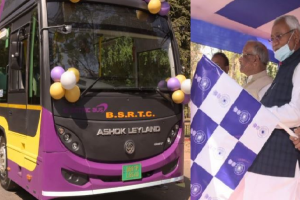 सीएम नीतीश ने इलेक्ट्रॉनिक बस सेवा की करी शुरुआत, बस में बैठकर पहुंचे विधानसभा